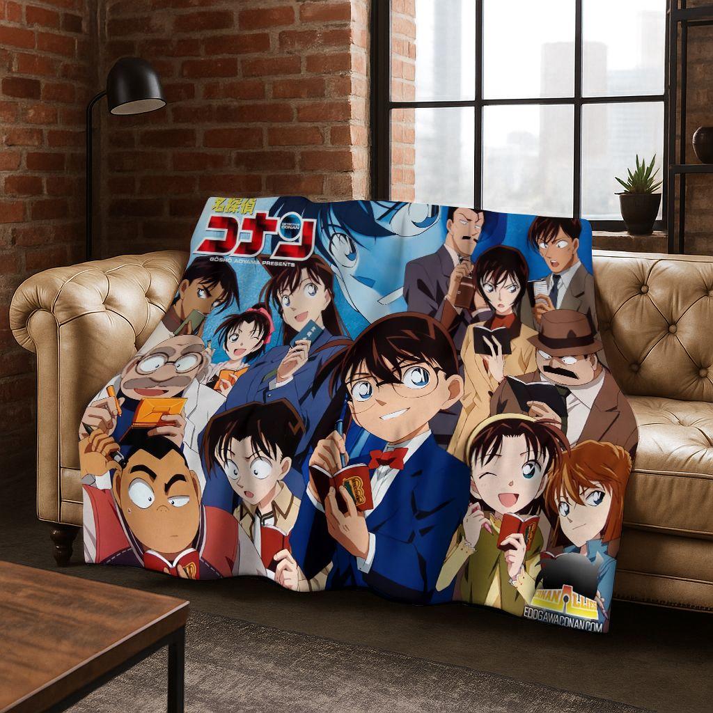 Retro Anime Detective Conan Cartoon Flannel Blanket,Warm and Cozy Soft Throw Blanket for Home Bedroom Bed Sofa Picnic Cover Kids