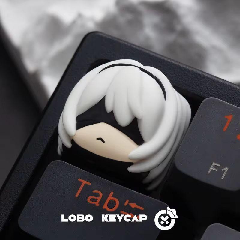 Cartnoon Lobo Nier:Automata Yorha No. 2 Type B 2B Yorha No. 9 Type S 9S Resin Keycaps Keyboard Decoration Gaming Peripheral Gift