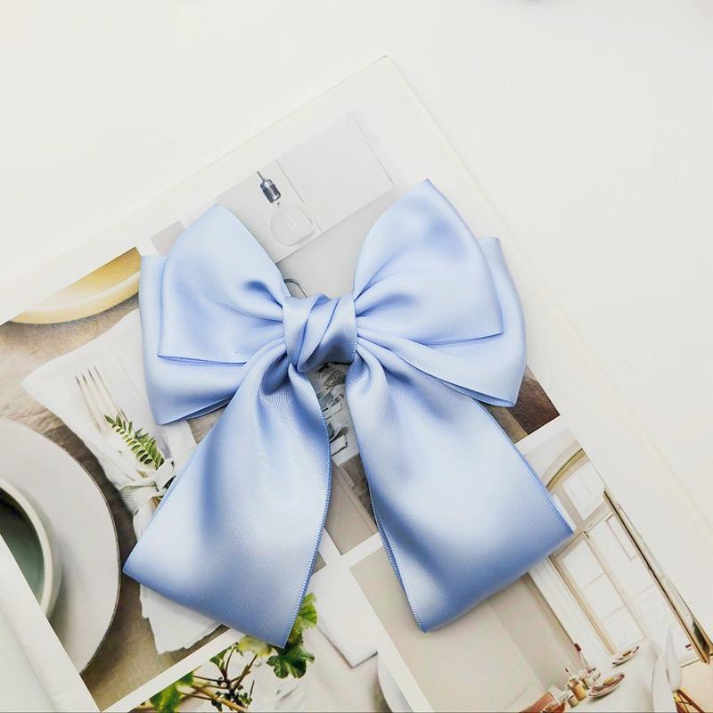 Solid Color Bow Ribbon Hair Clip  Women Bowknot Barrettes Women Ponytail Clip Headband Girls Hair Accessories Gift