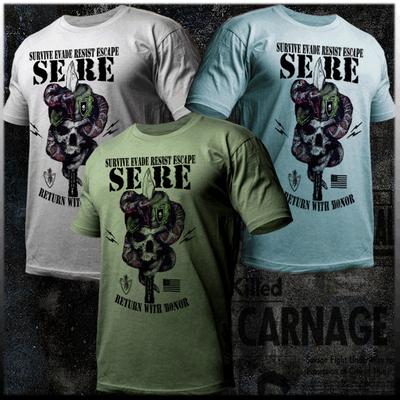T-shirt Forze Speciali SERE POW Sopravvivenza Combattimento Militare Evasione Maglietta Tattica