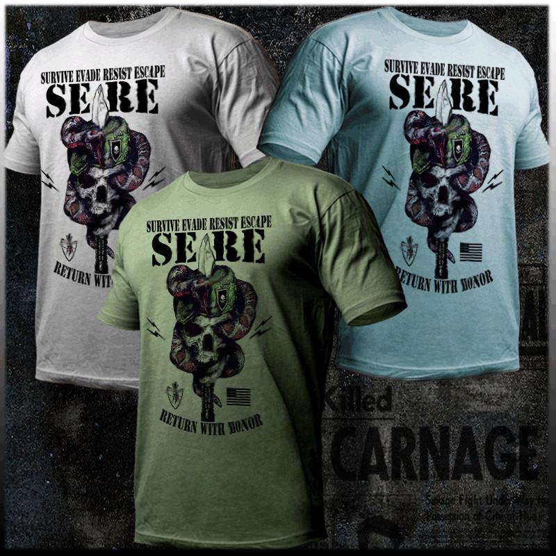 

Special Forces T-shirt SERE POW Military Combat Survival Evasion Tactical tee S