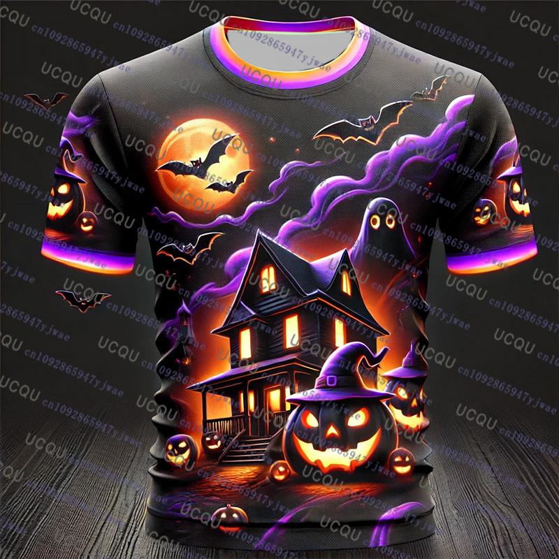 Halloween T-shirt Men's and Women's Short Sleeved T-shirt Pumpkin 3D Printed T-shirt Harajuku T-shirt Halloween T-shirt