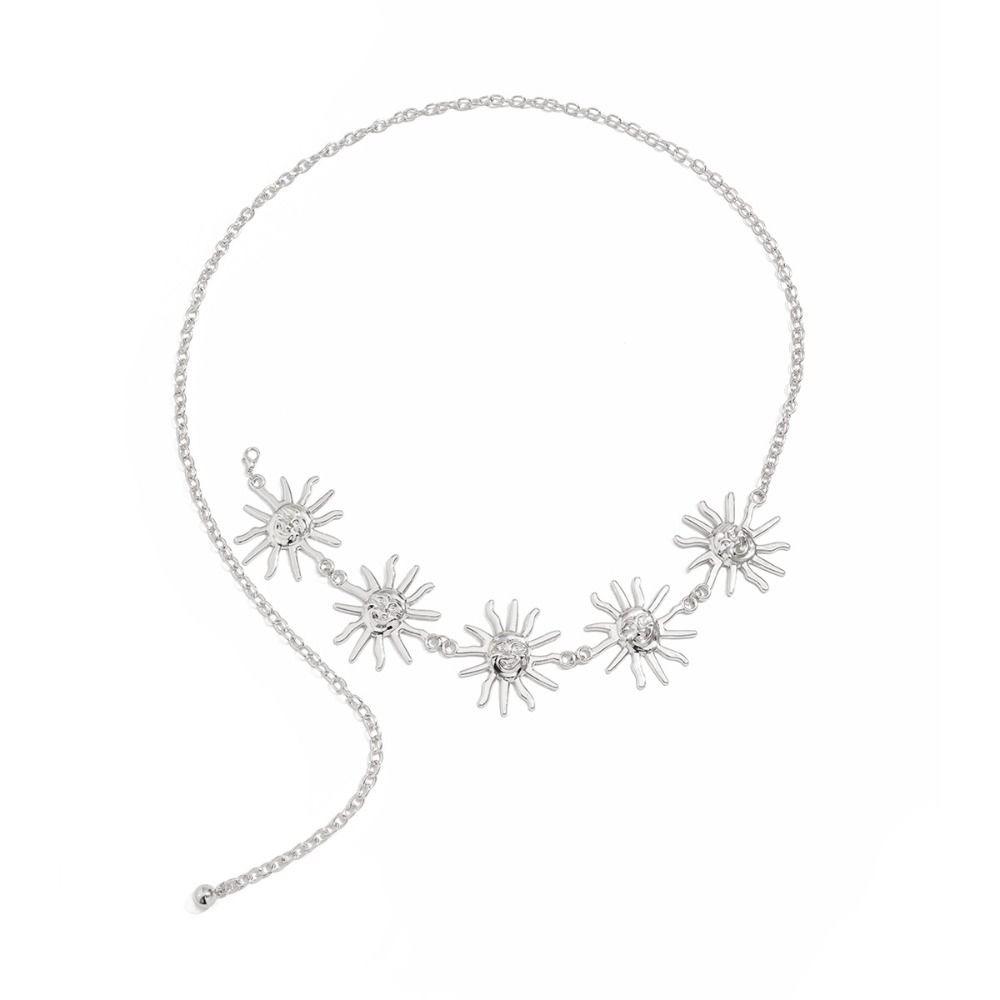 Vintage Metal Sunflower Waist Chain Flower Ethnic Style Belt  Beach Accessories