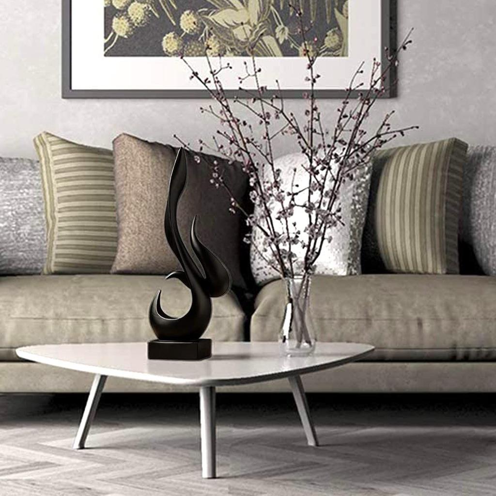 Home Décor Fire Shape Table Decorating Matte Finish Ceramic Figures - (Black)