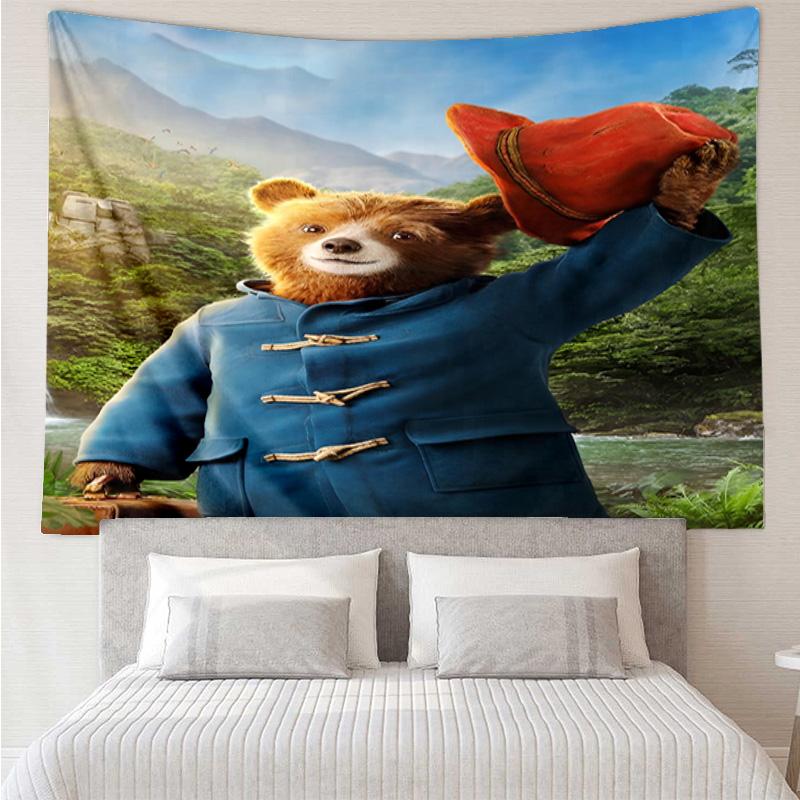 Red Hat Bear In The City Tapestry, Unique Design Tapestry, Wall Decor for Bedroom,Livingroom, Playroom,Heartwarming Fan Holiday Gifts