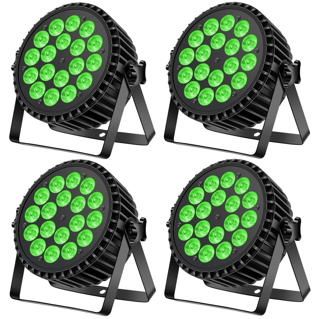 U`King 4pcs 200W Aluminum Alloy Par Lights DMX 512 Sound Activated 18X10W RGBW 4in1 LED Par Stage Lights With Flight Case