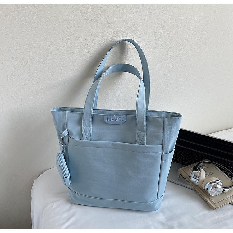 

Japanese large-capacity versatile shoulder bag 2025 new fashion tote bag student canvas simple casual handbag синій