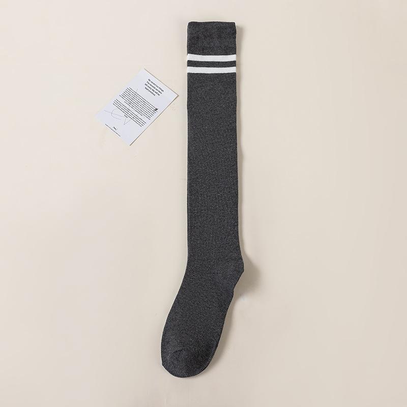 Chaussettes hautes, Chaussettes mi-mollet pour femmes, Automne et hiver Chaussettes amincissantes et embellissant les jambes légèrement compressives, Bas longs en coton à deux barres