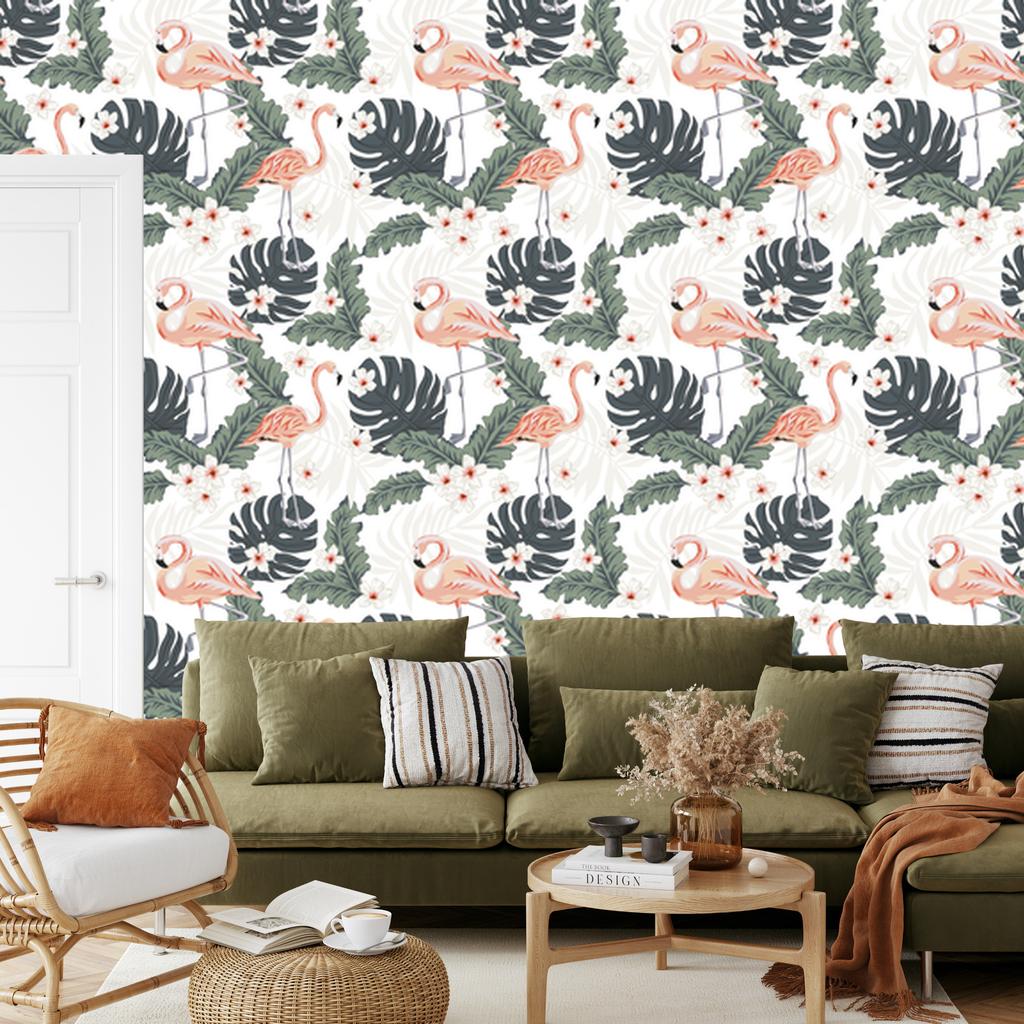 Flamingos wallpaper for living room and bedroom 50x1000
