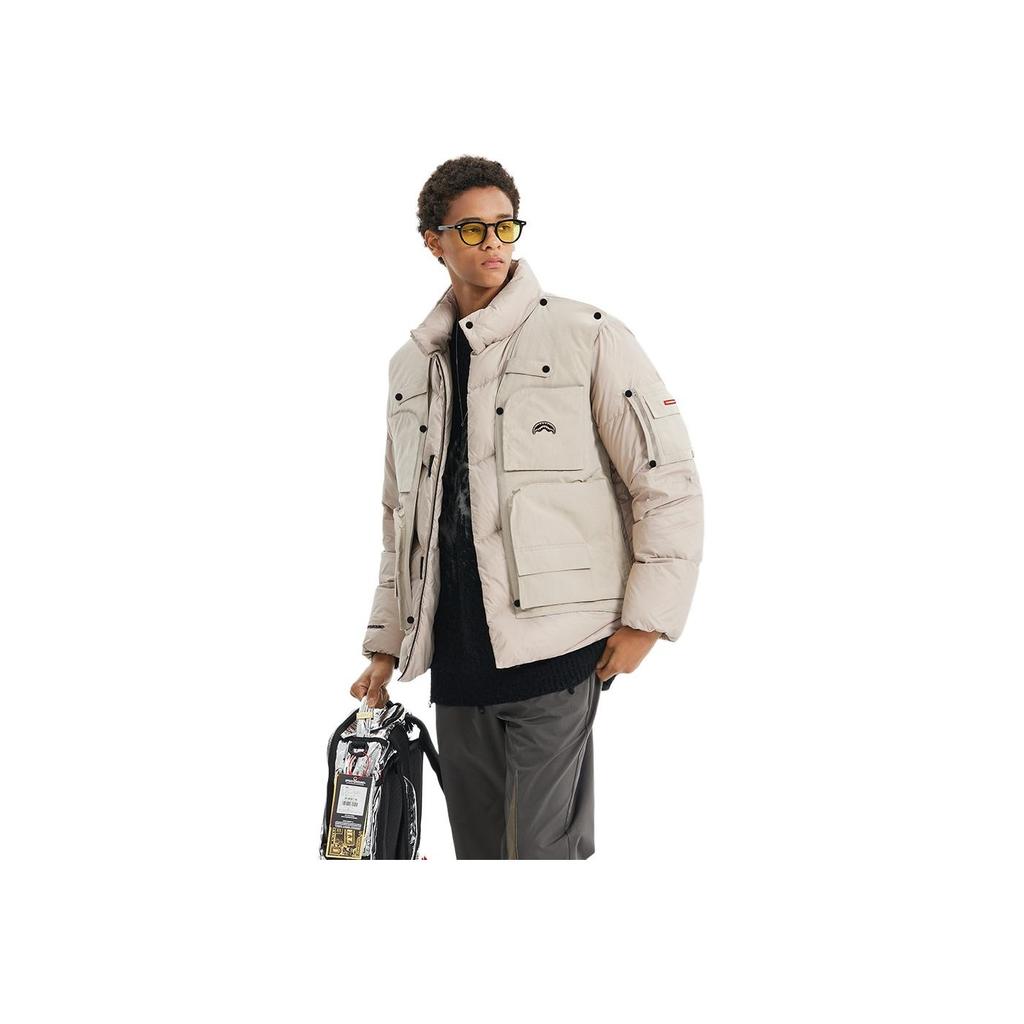 Sprayground Shark Removable Two-Piece Zipper Warm Windproof Stand Collar Down Jacket Unisex Jackets Khaki W0941311