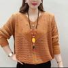 Women's Fishnet Sweater Loose Outerwear Spring Style Knitted Sweater Top Outfit for Mother