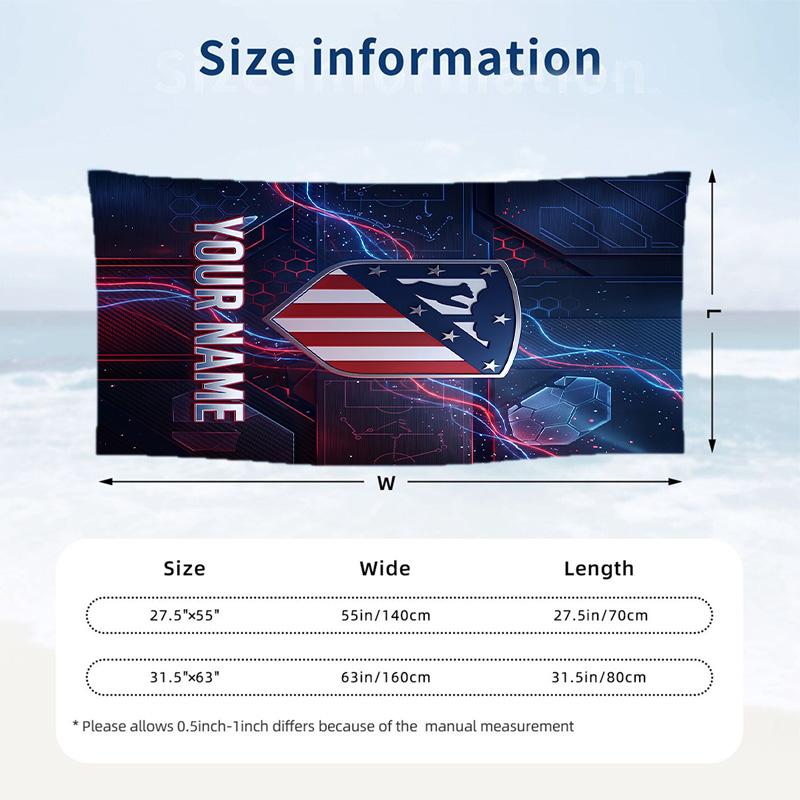 Beach Towel Atletico Madrid Print Custom Name Text Soft Towel for Swimming Pool