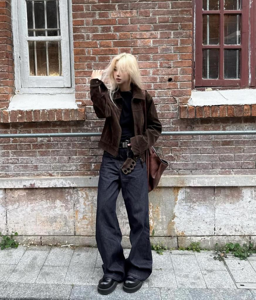 Unisex retro kávová semišová klopová bunda s pocitem jelení kůže - Regular Fit pro podzim/zimu