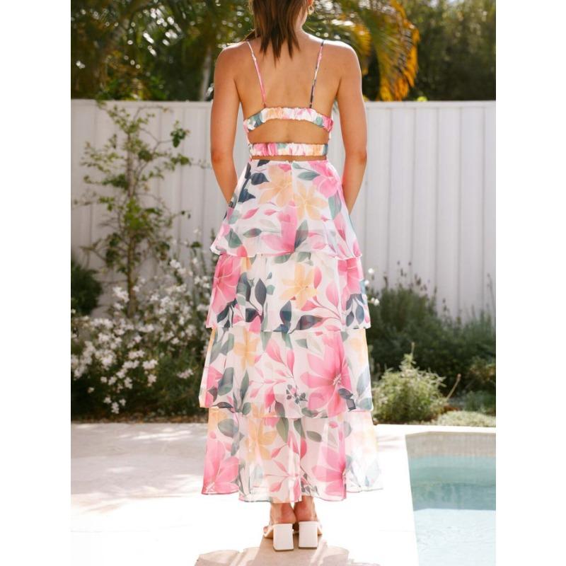 Women's Vacation Casual Style Floral Suspender Dress