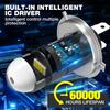 1Pc 360° H4 CSP LED Motorcycle Headlight Projector Lens Bulb Dual Color Hi/Lo Beam Light 40000Lm 120W Scooters Lamp W/ Fan 6000K 3000K White Yellow