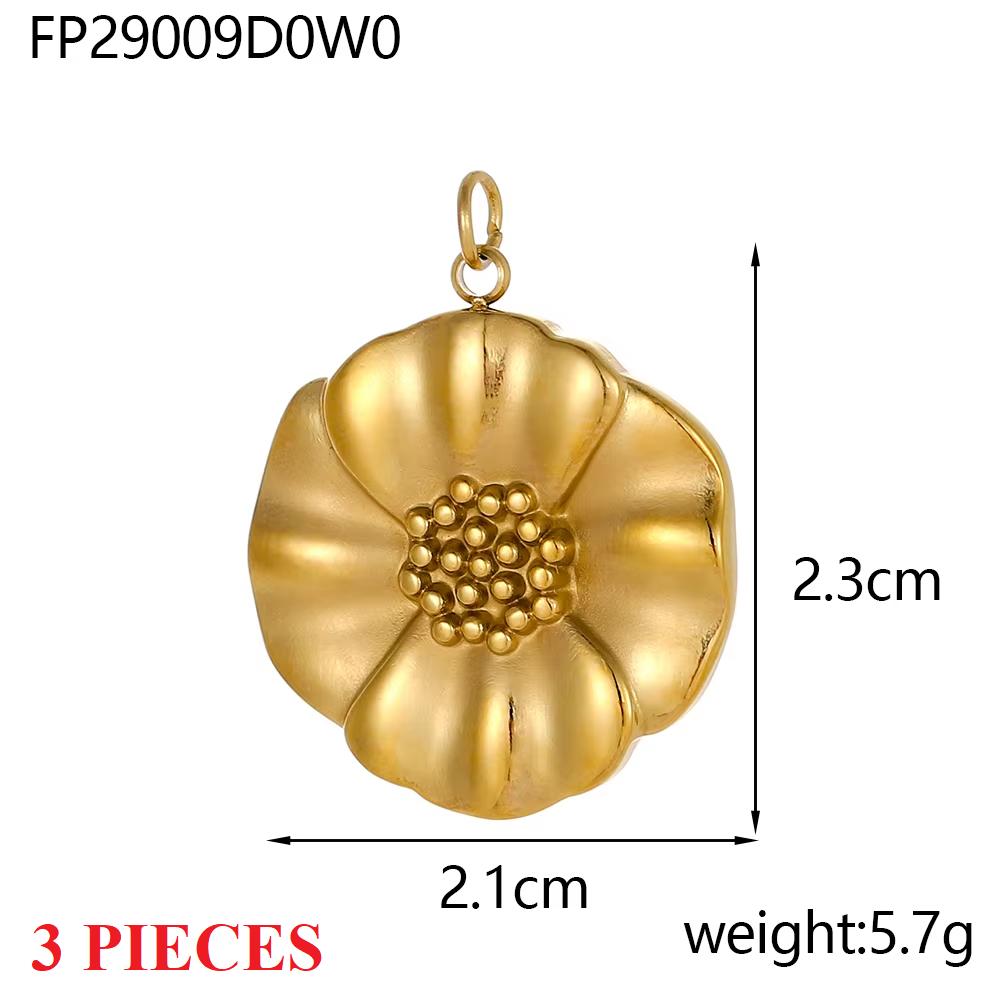 3PCS/LOT CARLIDANA Gold Plated Daisy Flower Pendants, Waterproof Stainless Steel Charms for DIY Necklace Jewelry