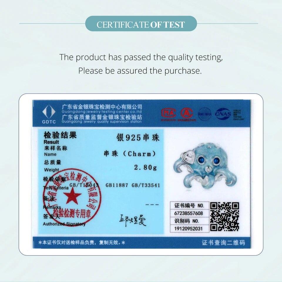 BAMOER 925 Sterling Silver Blue Enamel Octopus Beads Ocean Fish Charms for Women Bracelet Necklace DIY Accessories Jewelry Gift