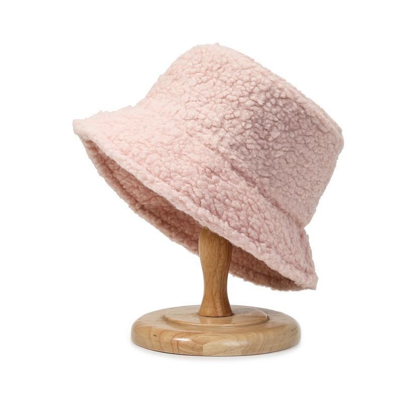 Koreanischer Stil Herbst Winter Lammwolle Warm Bestickter Buchstaben Fischerhut Schafschurwolle Japanischer Stil Lässig Paar Schlichter Eimerhut