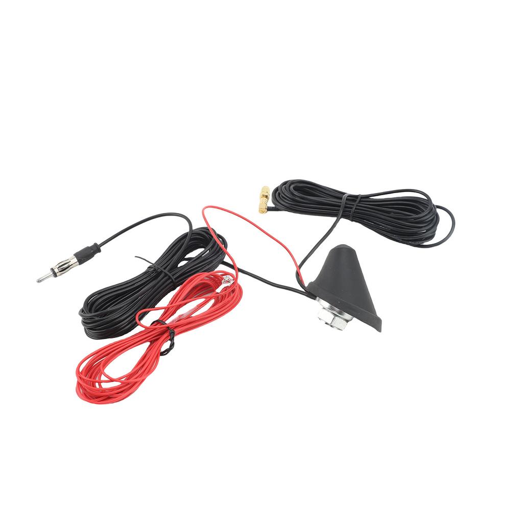 Car Radio Antenna 5m Coaxial Cable Roof Mount Amplified Antenna with SMB DIN Plug for Upgrade