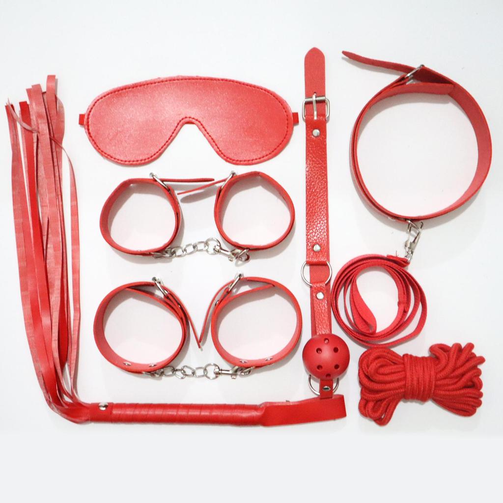 10-Piece Leather Bondage Set: Handcuffs, Collar & More for Couples