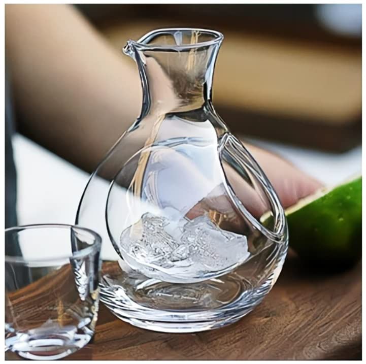 Glass Sake Carafe with Ice Pocket, 200cc, Dishwasher Safe