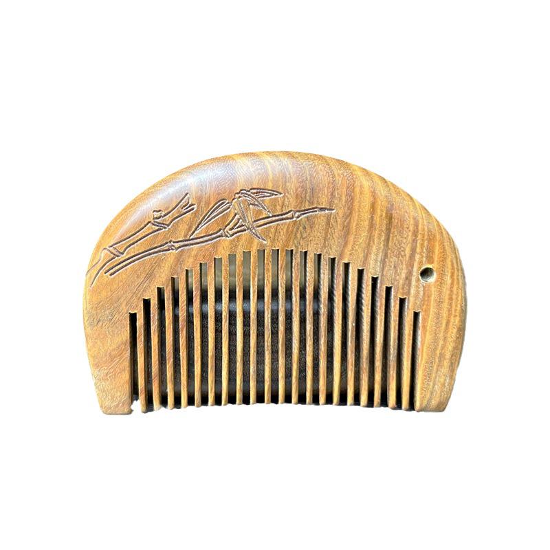 Exquisite Green Sandalwood Travel Comb - Fine Tooth, Portable, Elegant Small Gift