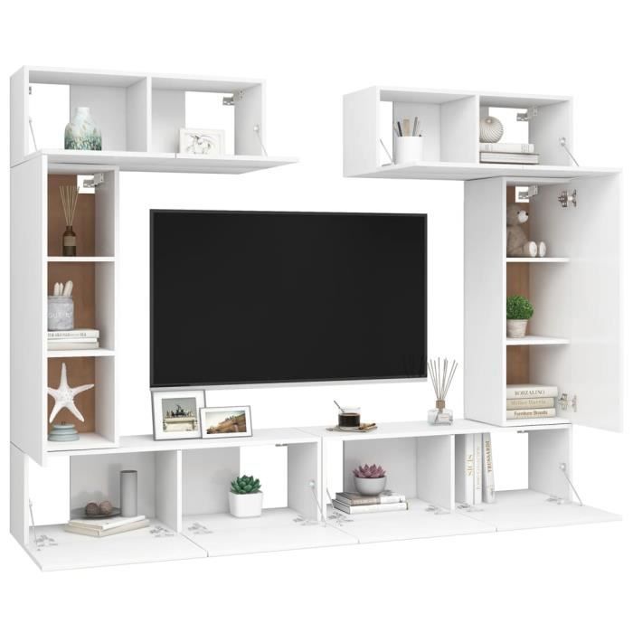 VidaXL TV Unit Set, 6 Pcs White Chipboard.