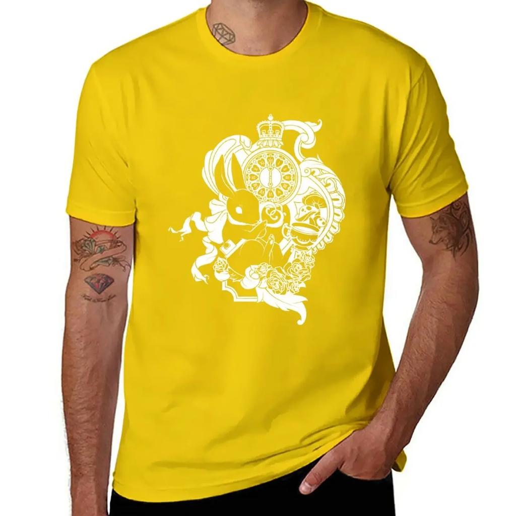 White Rabbit In White T-Shirt Plain Customs Design Your Own T Shirt for Men