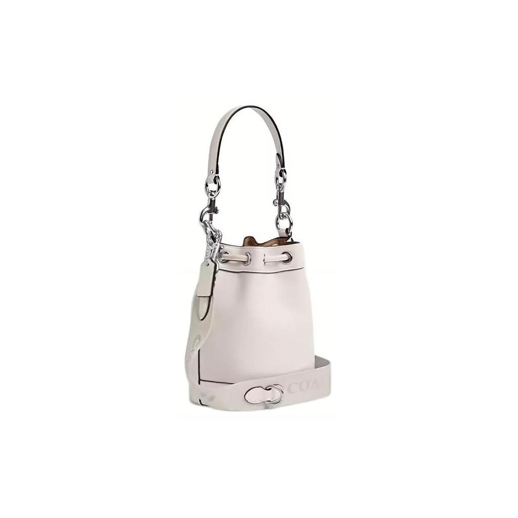 Coach Bucket Cow Leather Bucket Bag , Shoulder Bag , Crossbody Bag , Handbag Mini Women's Silver Chalk (Unisex) Handbags CR144 SVHA
