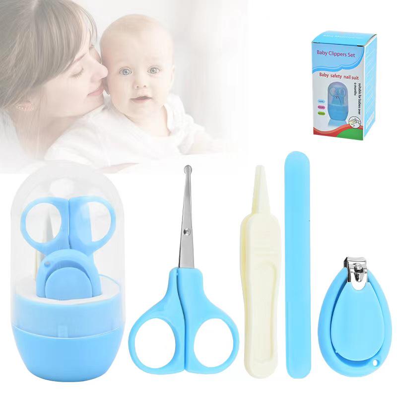 

Baby Nail Clipper & Scissors Set: Newborn and Child Safety, Anti-Pinch Design синий
