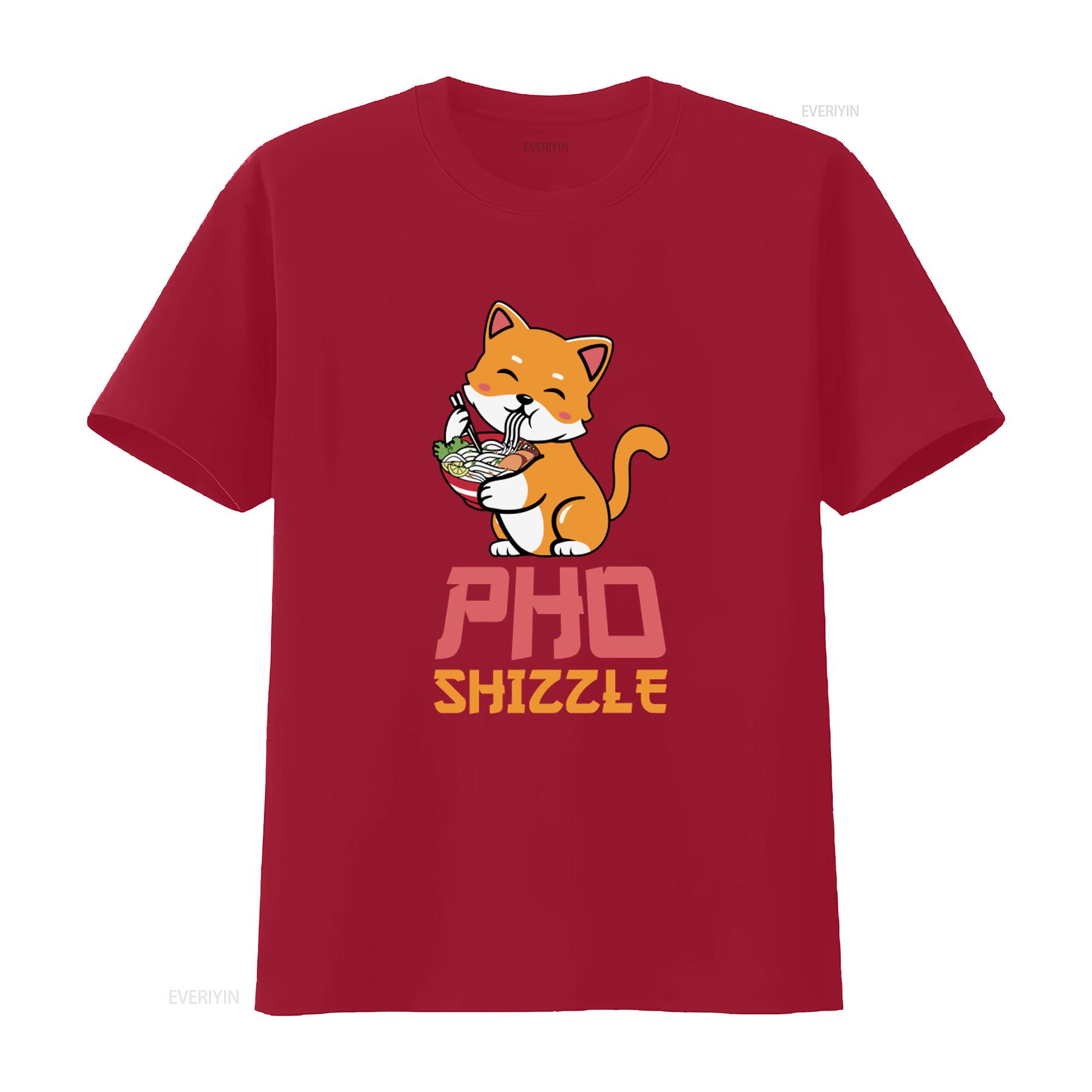 Pho Shizzle Playful Cat Lover T Shirt Casual Vietnamese Cuisine Fun Foodie Apparel vintage Washed Comfortable S