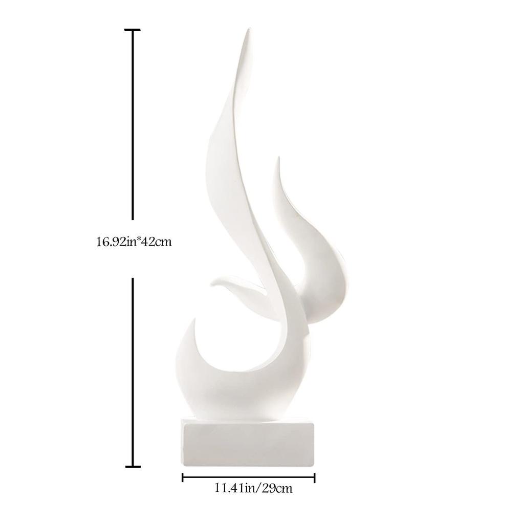 Home Décor Fire Shape Table Decorating Matte Finish Ceramic Figures - (White)