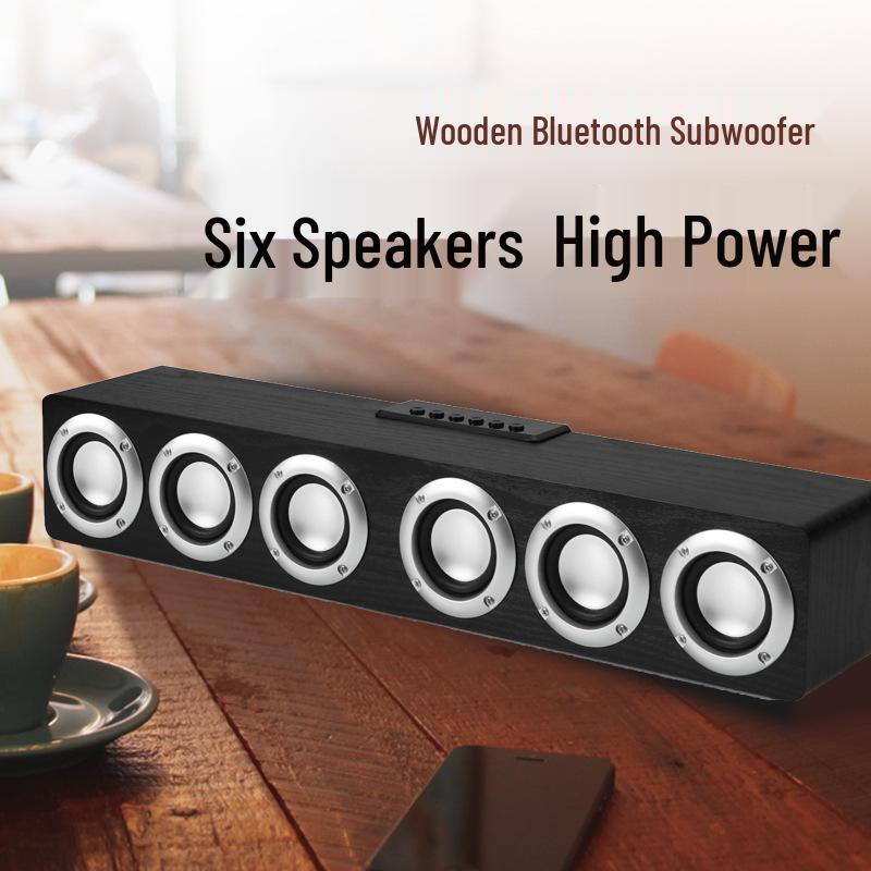 M1 Wooden Bluetooth Wireless Desktop Speaker with 6 Speakers and U Disk Support