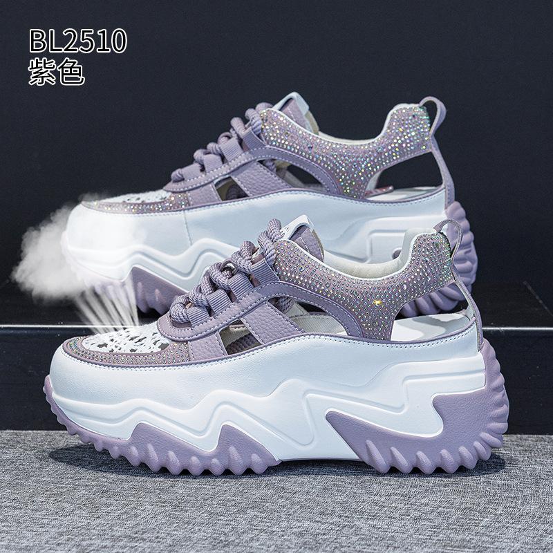 Leather platform dad shoes summer new comfortable hollow breathable sports and leisure sandals