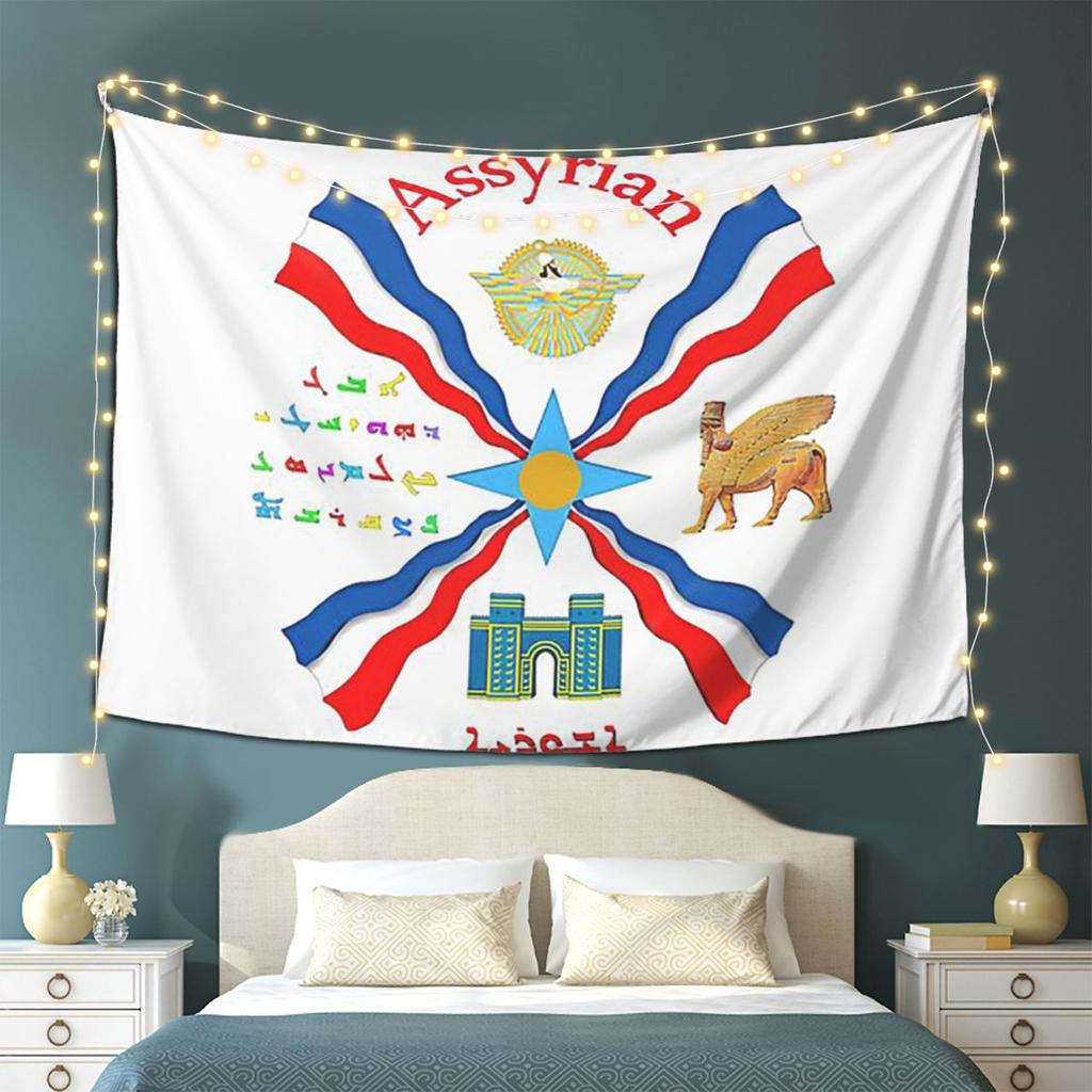 Luxury Assyrian Suryoyo Flag Tapestry Wall Hanging Aesthetic Home Decor Tapestries for Dorm Room