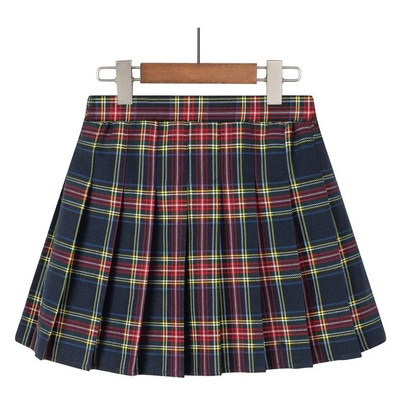 Girl Skirt Pleated School Uniform Teen A Line Pleated Plaid Skirt JK Dance Performance Outfit Kid
