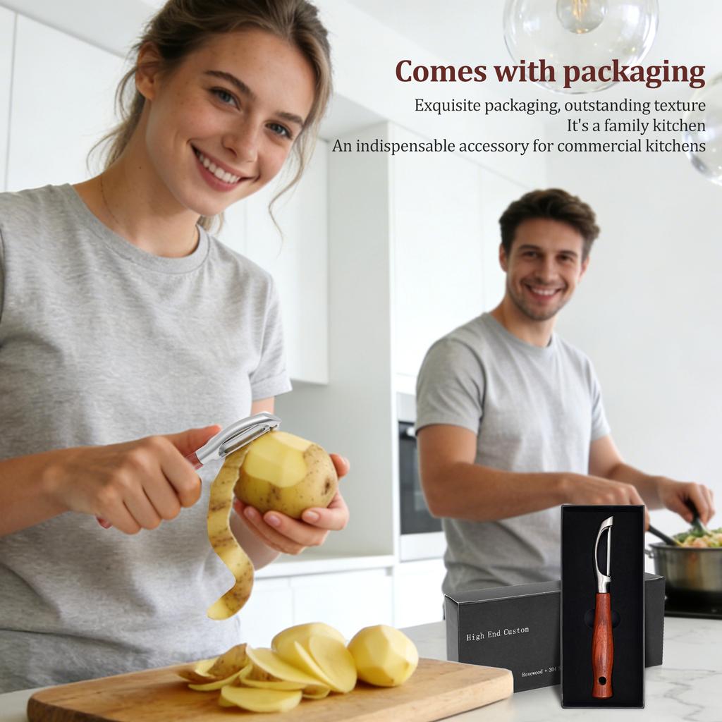 Stainless Steel Peeler Multi-functional Vegetable Peeler with Nonslip Wood Handle Potato Peelers Carrot Peeling Tool for Kitchen