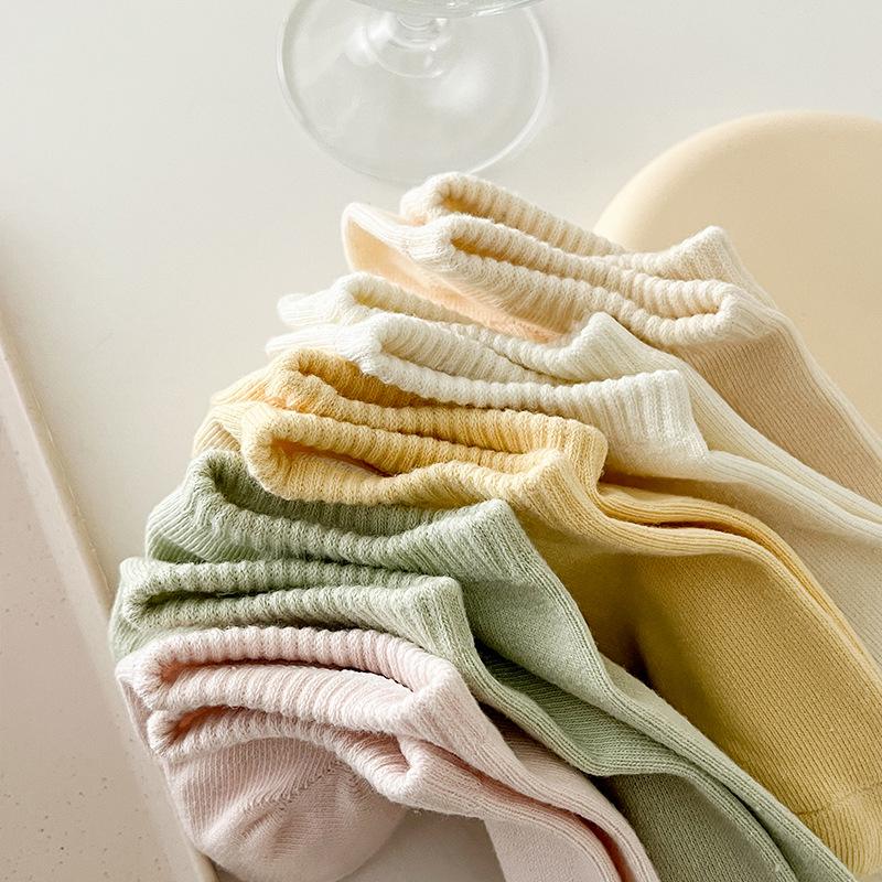 5 Pairs Women's Summer Thin Breathable Sweat Absorbent Ins Versatile Printed Cotton Socks Invisible Pop-socks Non-slip Feature Female Socks