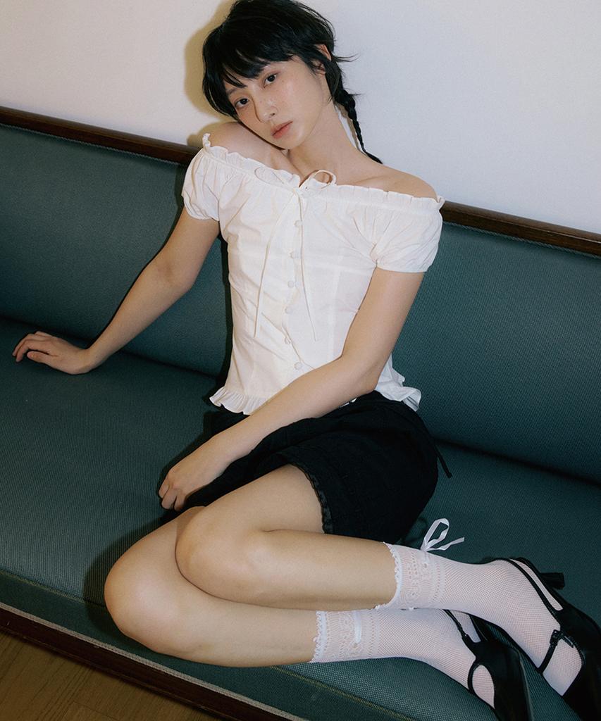 REORG Woi Lace Point Half Pants Black