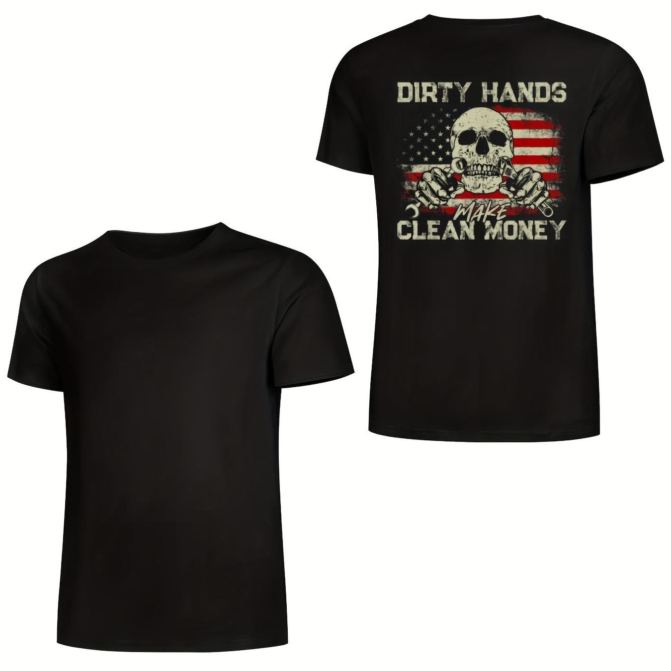 Retro American Flag Skull And Crossbones Design TShirt 100 Cotton ONeck Short Sleeve Summer Casual Mens Tshirt Streetwear S