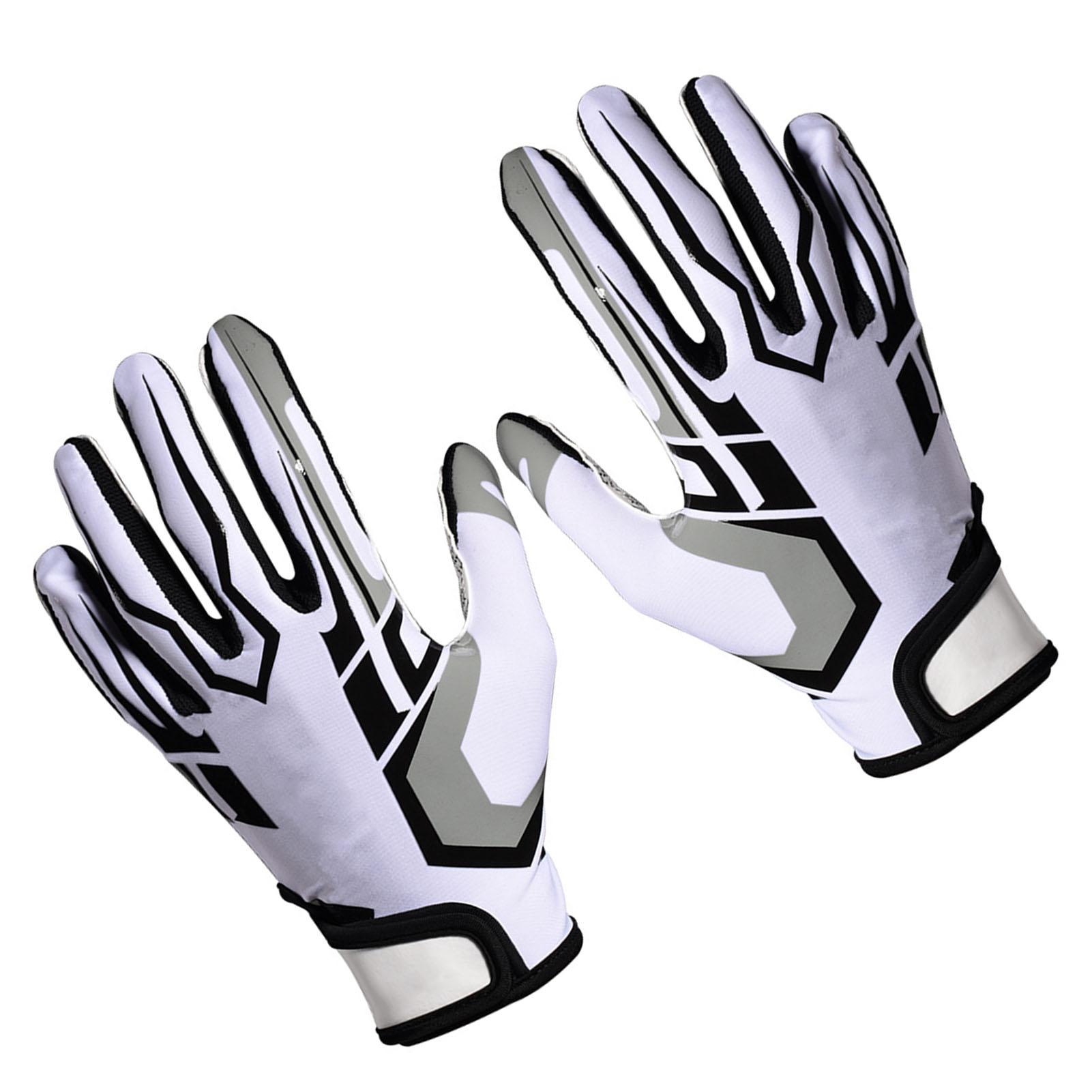 

Белые футбольные перчатки с противоскользящим силиконовым захватом, спортивные перчатки для ресивера, дышащие, регулируемые на запястье