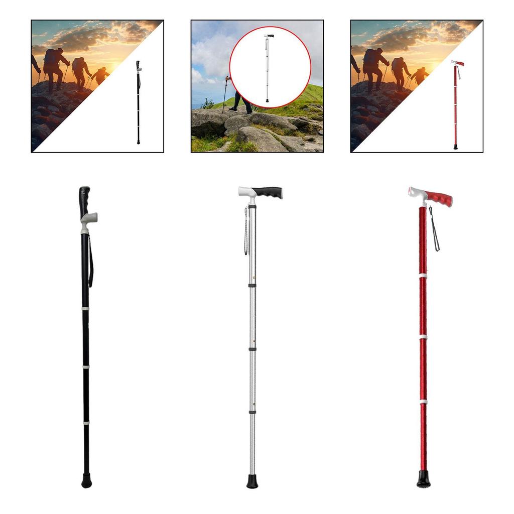 Trekking Pole Telescoping 3 Joints Practical Lock Non Slip Handle Lightweight Walking Cane for Hiker Backpacking Travel Camping