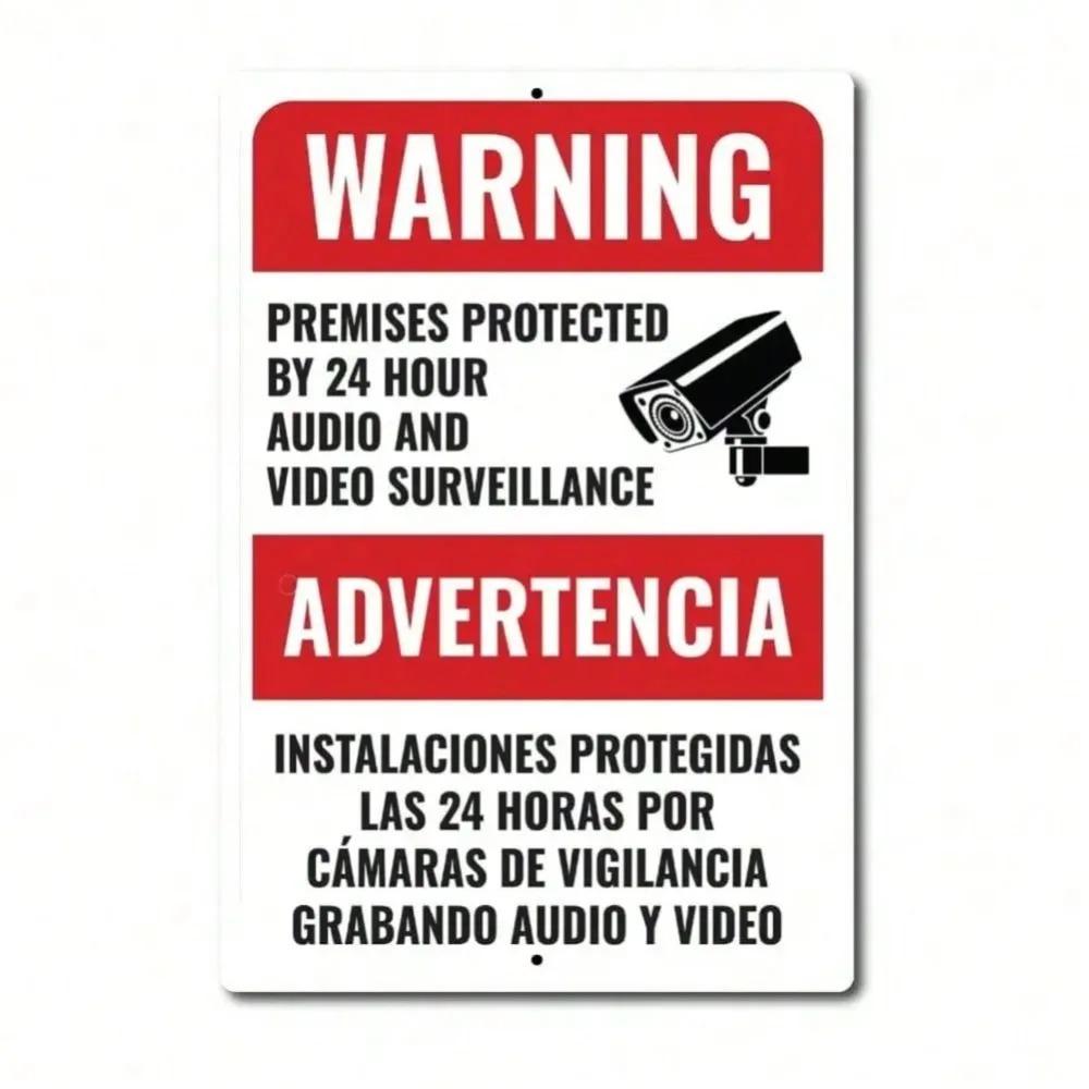 Bilingual No Trespassing Sign Weatherproof English Spanish Security Warning Sign 20x30cm