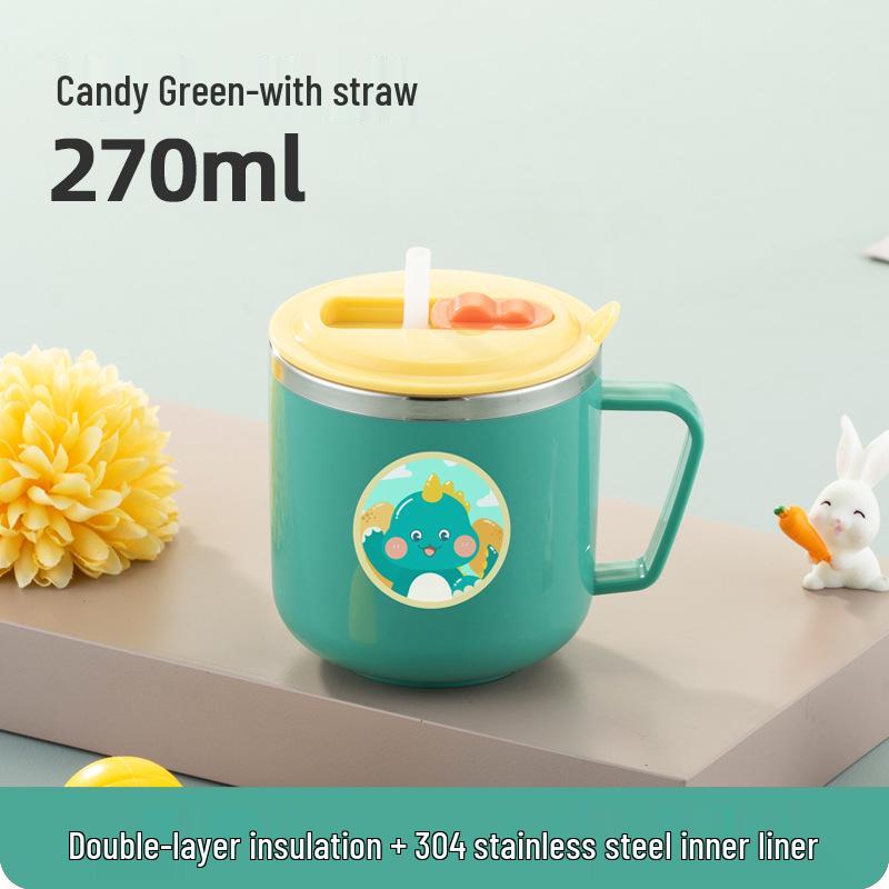 304 Stainless Steel Cartoon Water Cup with Lid for Kids - Children's Milk and Drinking Mug