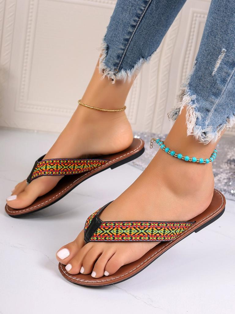 Fashion Women's Flip-flops 2024 Summer Simple Flat-soled Casual Home Low-heeled Outdoor Beach Women's Shoes Large Size Pantuflas Mujer