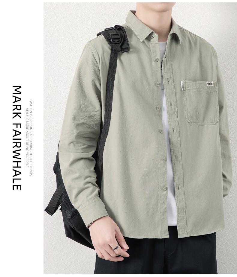 Mark Fairwhale Men's Casual Loose-Fit Cotton Utility Shirt Jacket