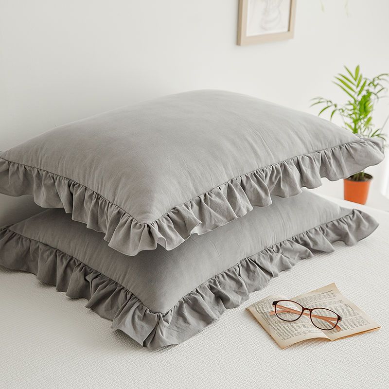 Ultra měkký šifonová prošívaná krajková povlak na polštář v princeznovském stylu s volánovými okraji a pruhy, dekorativní povlak na polštář pro elegantní výzdobu ložnice