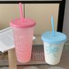 Kawaii Wasserflasche Ästhetischer Tumbler Für Eiskaffee Saft Tee Niedliche Schleife Plastikbecher Mit Strohhalm Deckel Tragbare Trinkflasche