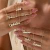 Colar de Aço Inoxidável Banhado a Ouro 18K com Letra Personalizada - Corrente de Clavícula DIY com Nome Personalizado