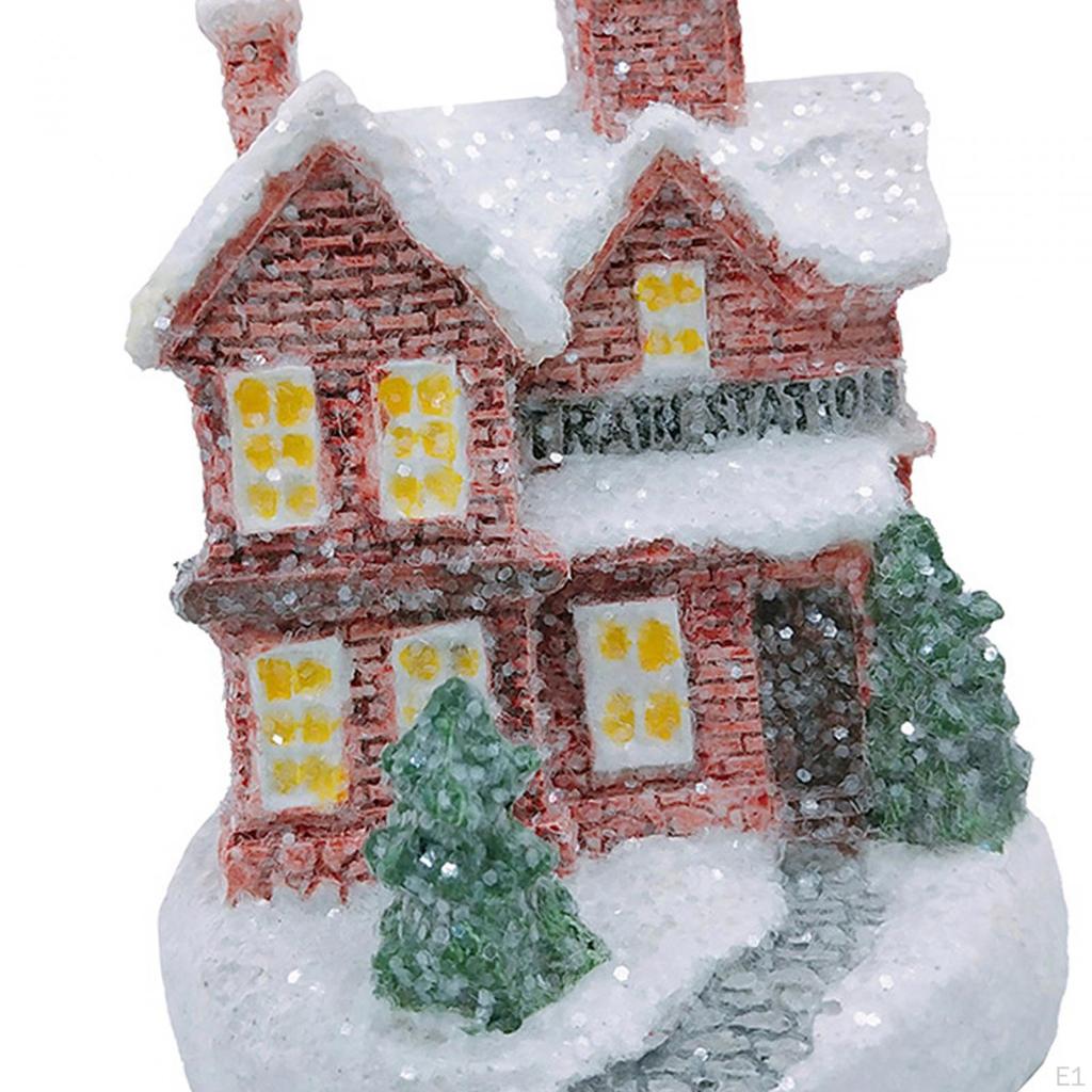 Christmas Lighted Snow House Glowing Multifunctional Desktop Table Centerpieces Statue for